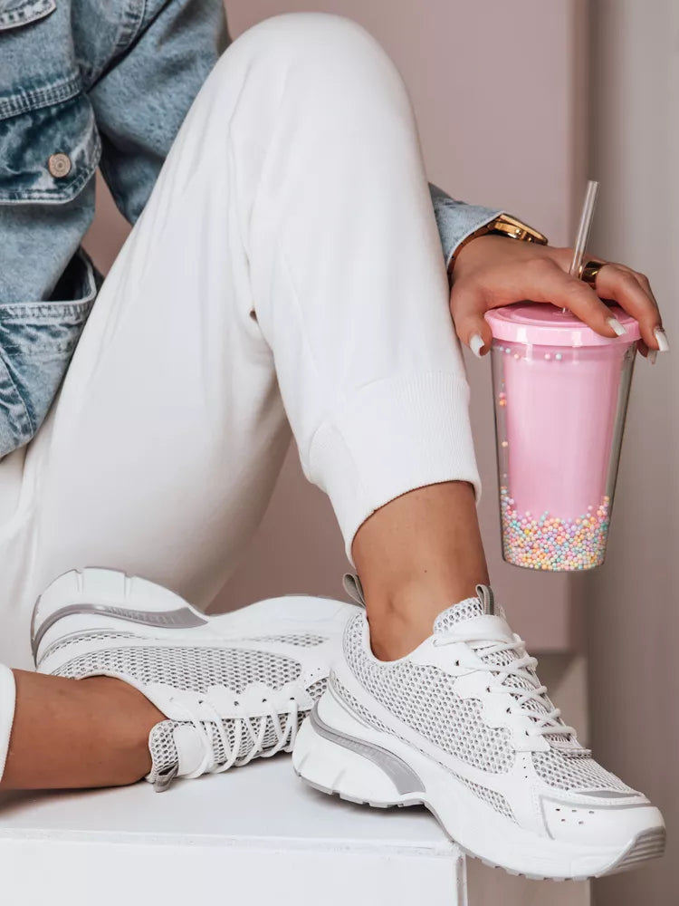 Women's white with silver details casual shoes Dinamic