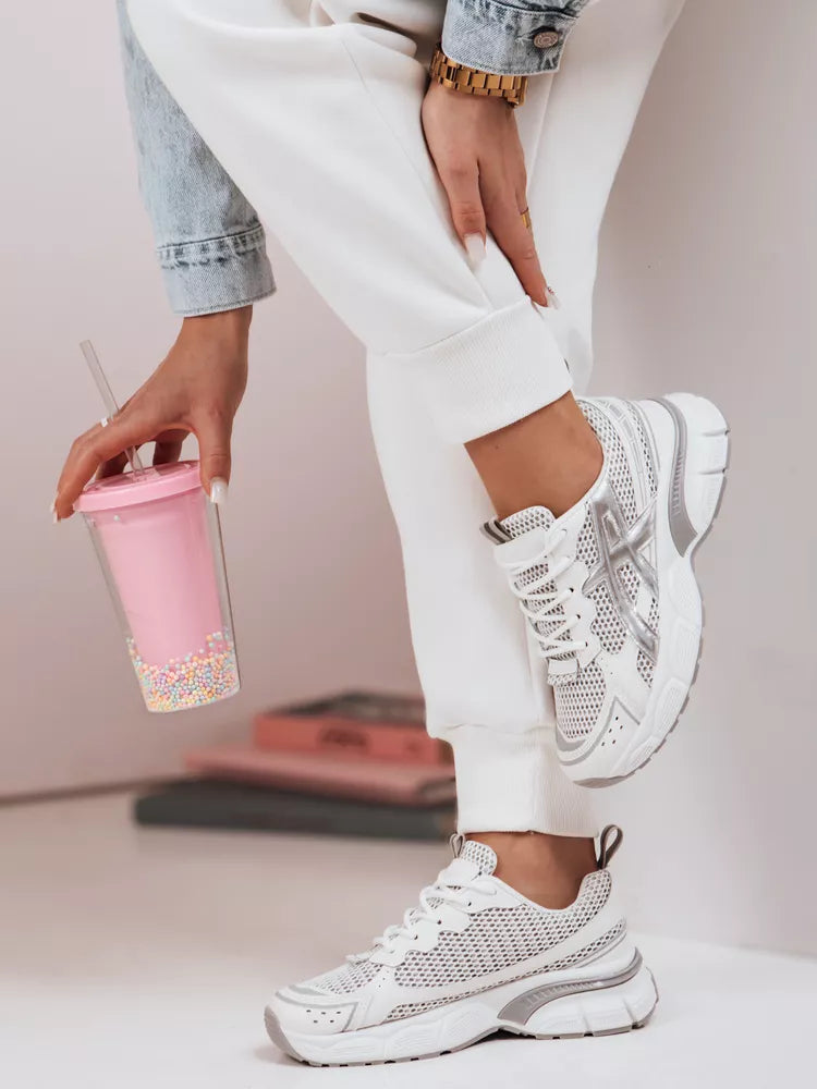 Women's white with silver details casual shoes Dinamic