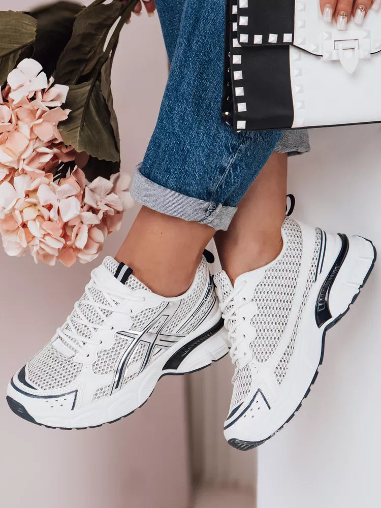 Women's white with dark blue details casual shoes Dinamic