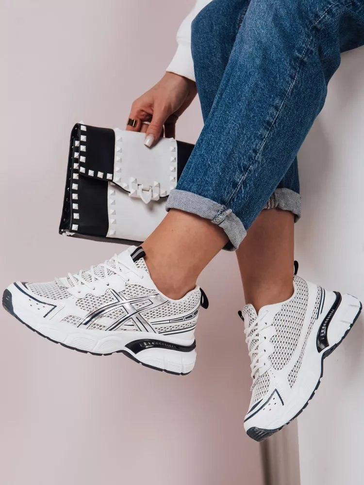 Women's white with dark blue details casual shoes Dinamic