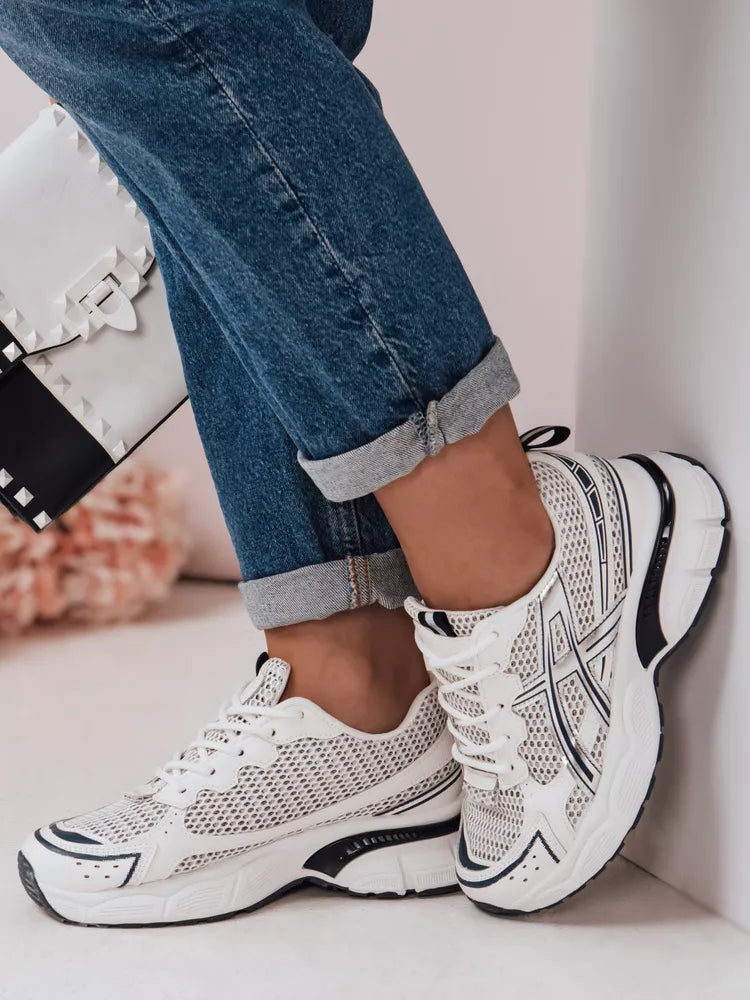 Women's white with dark blue details casual shoes Dinamic