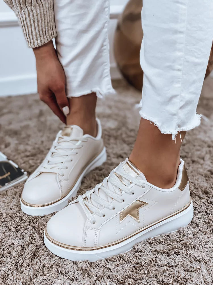Women's white with gold detail casual shoes Star