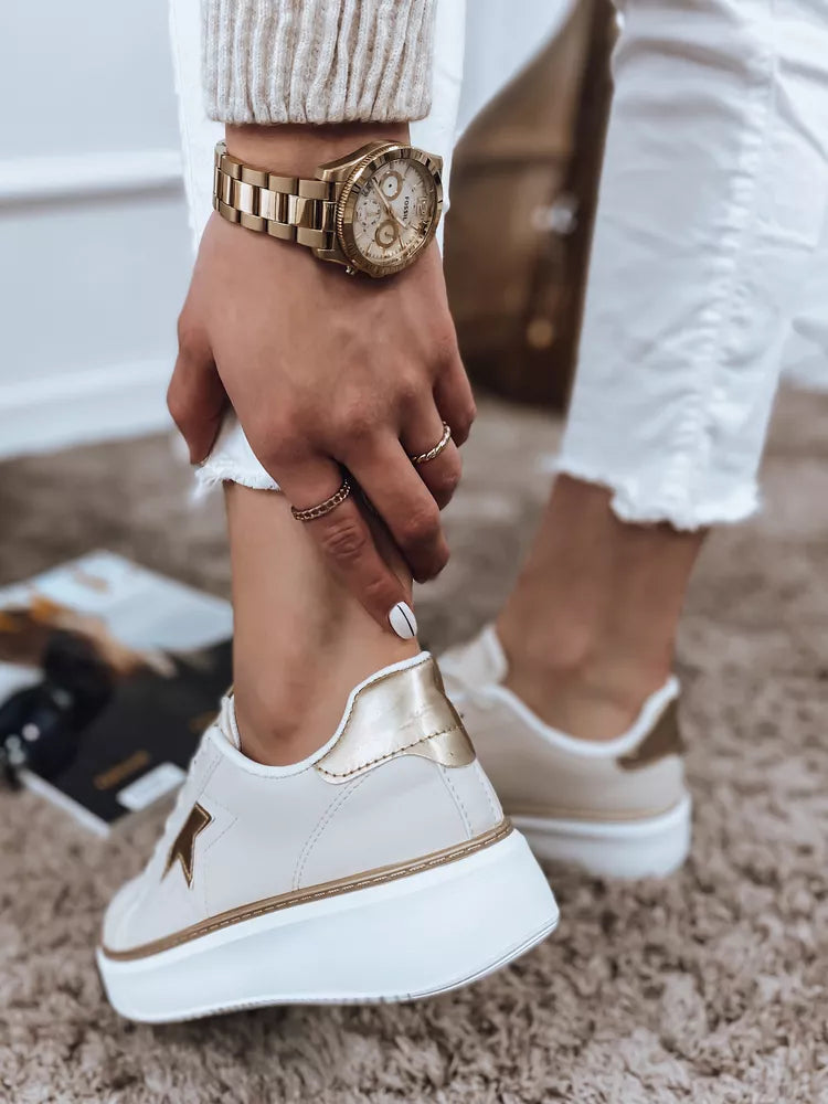 Women's white with gold detail casual shoes Star