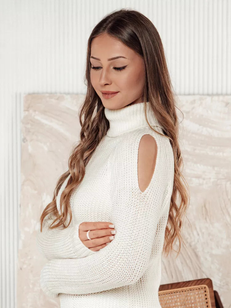 Women's white turtleneck sweater Fibi