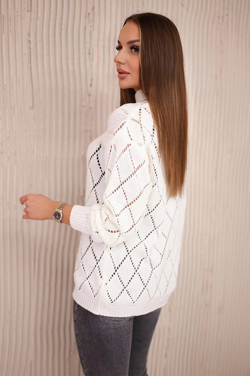 Women's white sweater Rhombus 