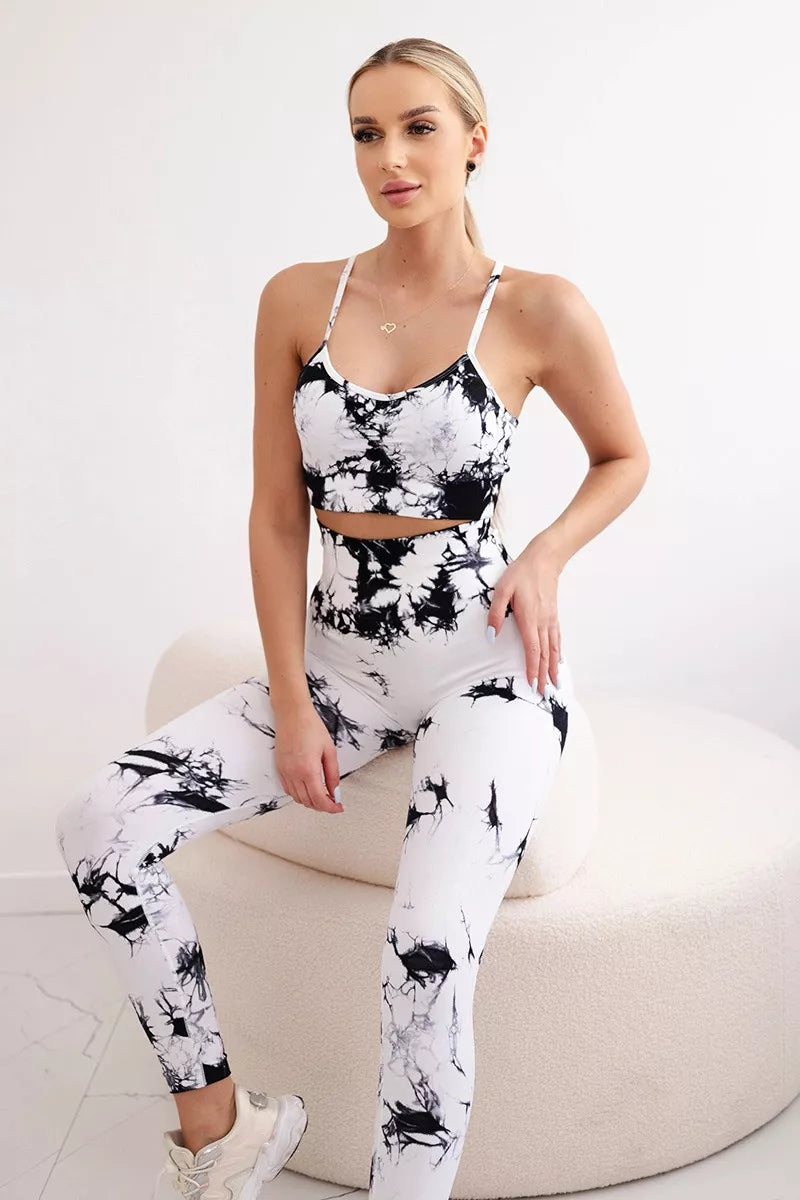 Women's white fitness set.