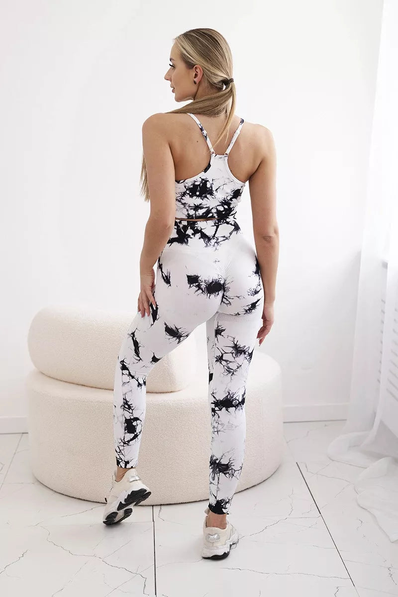 Women's white fitness set.