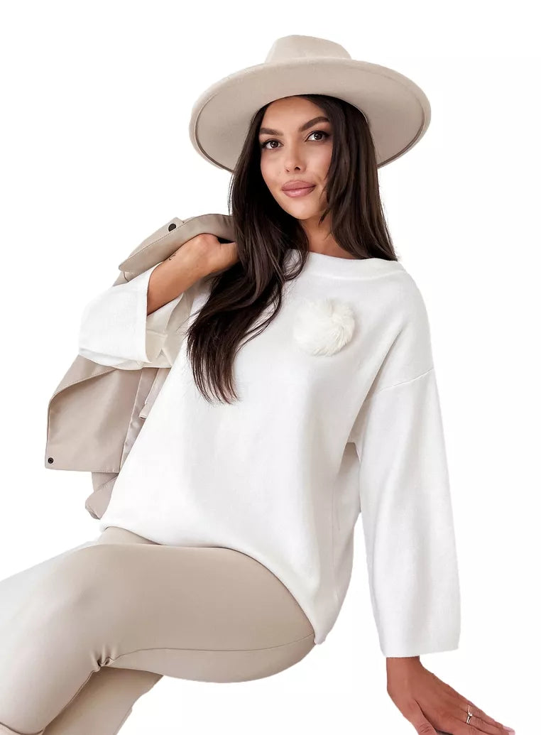 Women's white oversized sweater Justi