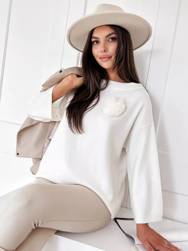 Women's white oversized sweater Justi