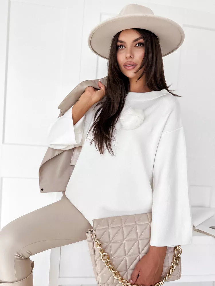 Women's white oversized sweater Justi