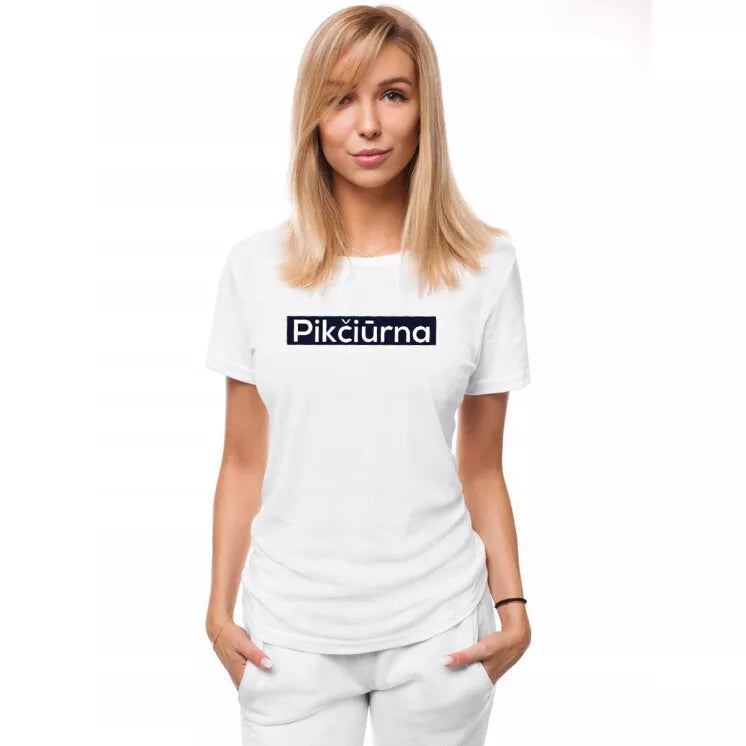 Women's white T-shirt Pikčiūrna
