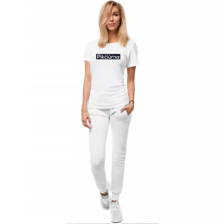 Women's white T-shirt Pikčiūrna