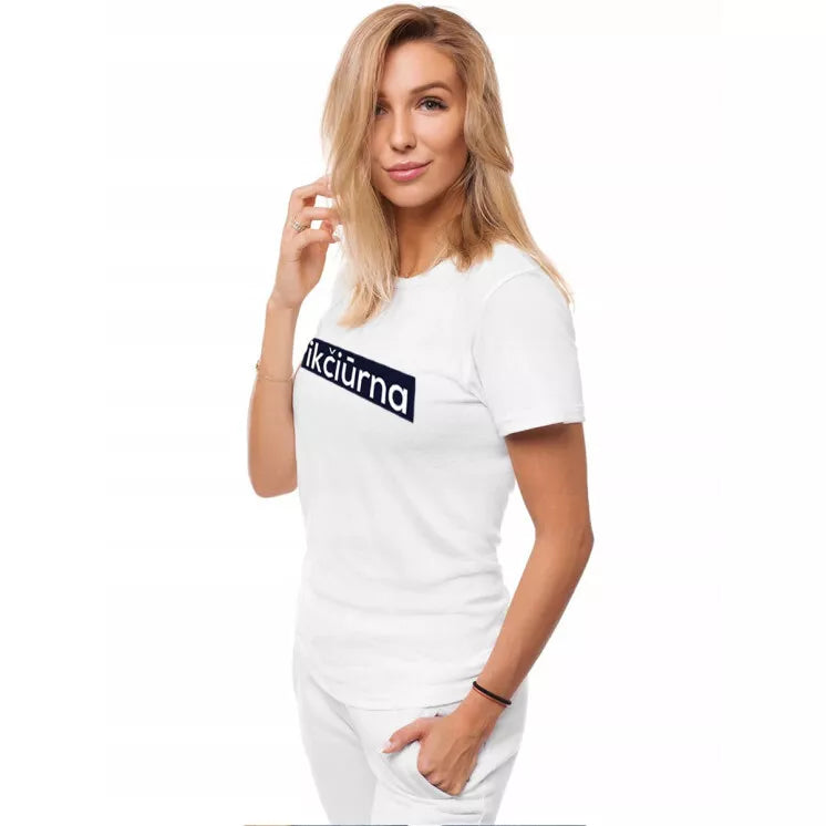 Women's white T-shirt Pikčiūrna