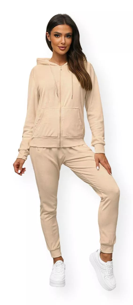 Women's sand-colored velour set Softi