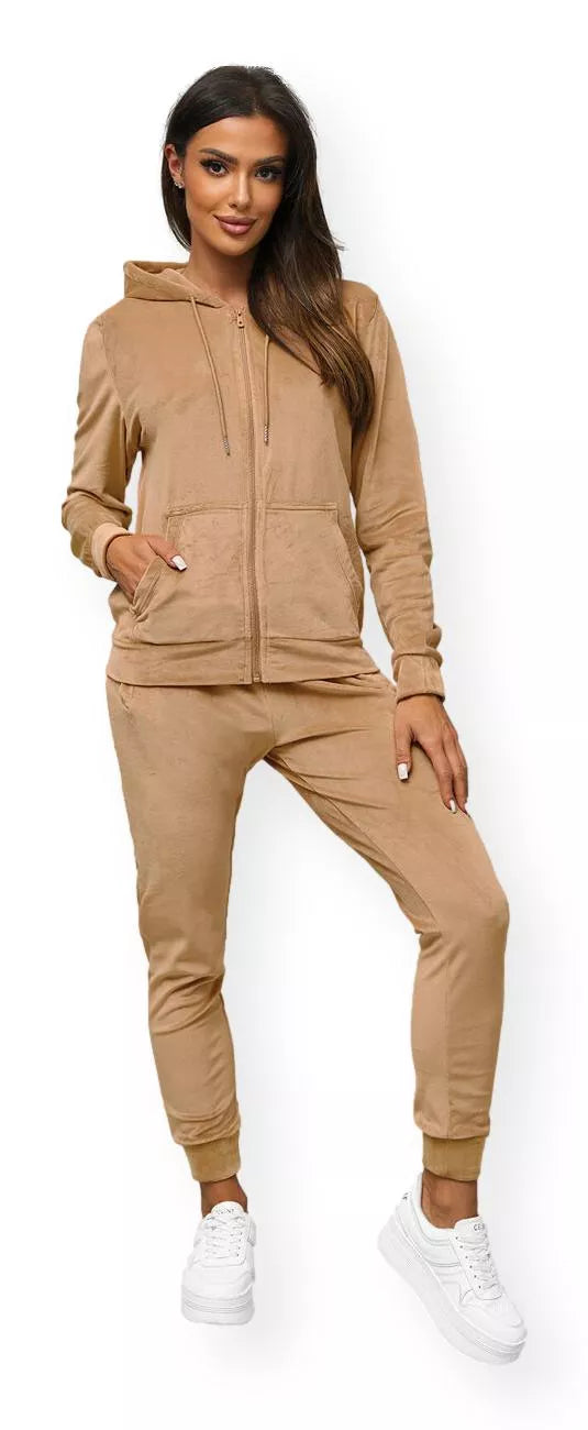 Women's sand-colored velour set Softi