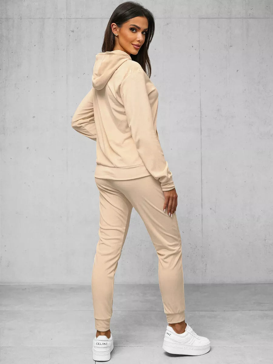 Women's sand-colored velour set Softi