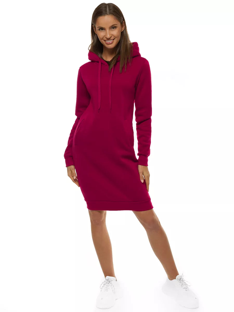 Women's burgundy dress with a hood Margaret