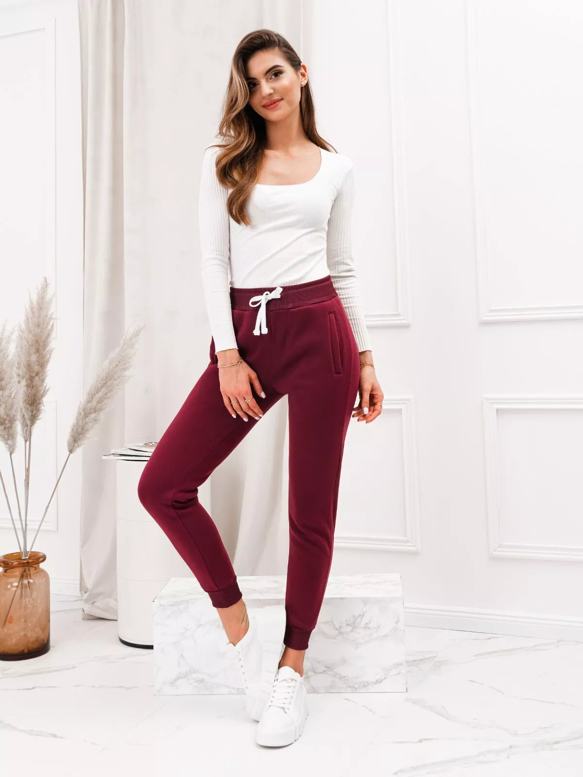 Women's burgundy casual pants Lilit