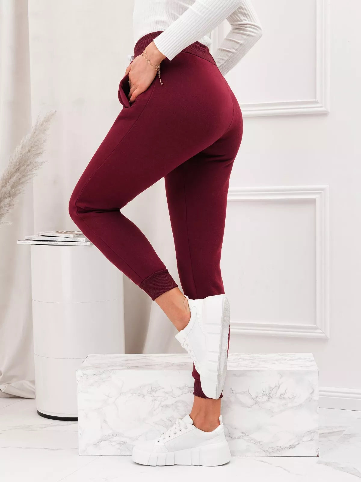 Women's burgundy casual pants Lilit