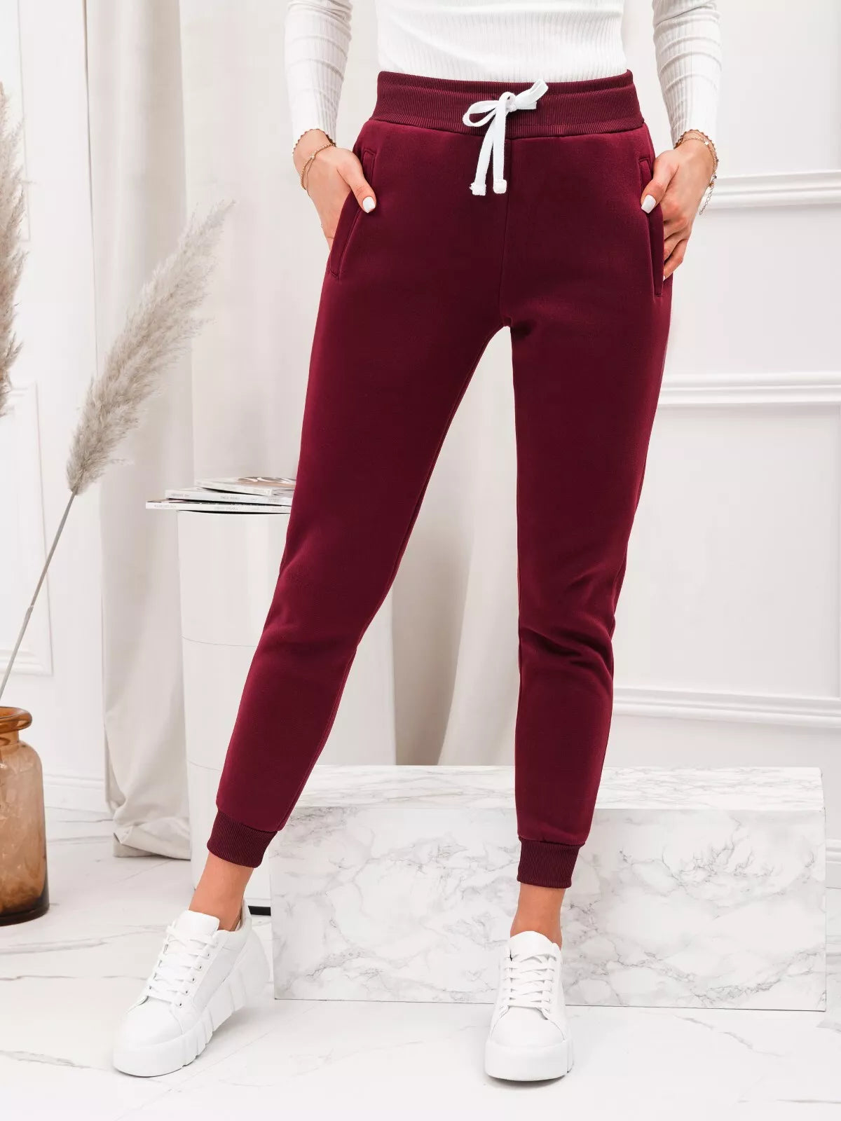 Women's burgundy casual pants Lilit