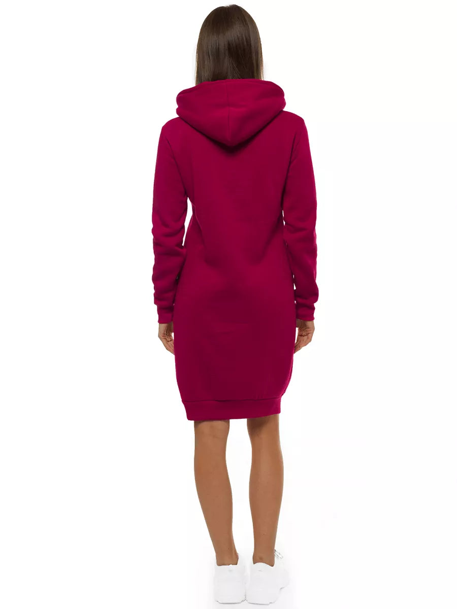 Women's burgundy dress with a hood Margaret