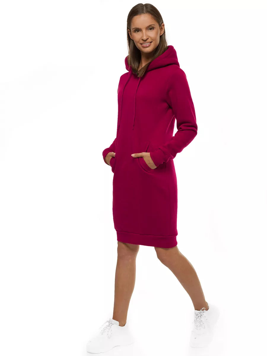 Women's burgundy dress with a hood Margaret