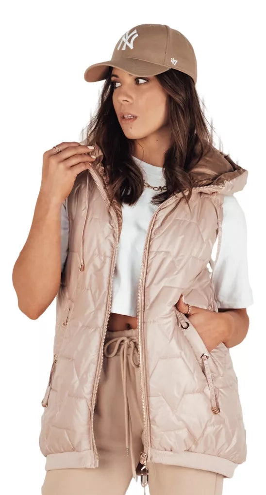 Women's brown vest with hood Kolin