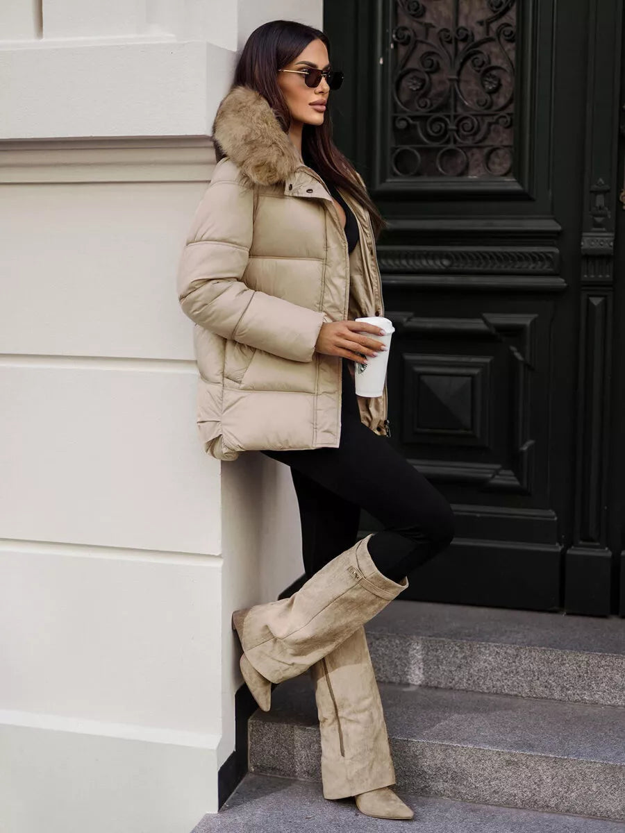 Brown women's winter jacket Star