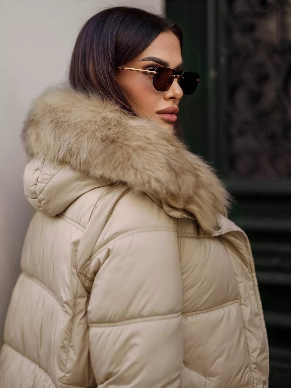 Brown women's winter jacket Star