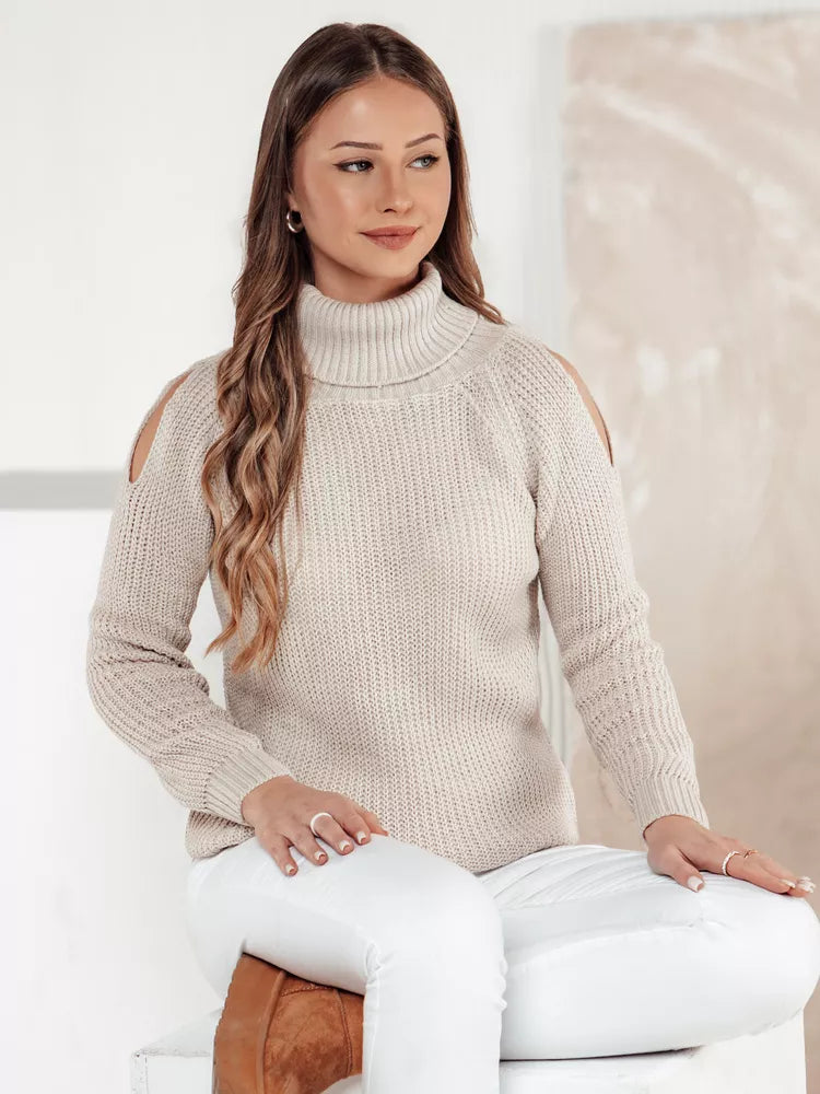 Women's brown turtleneck sweater Fibi