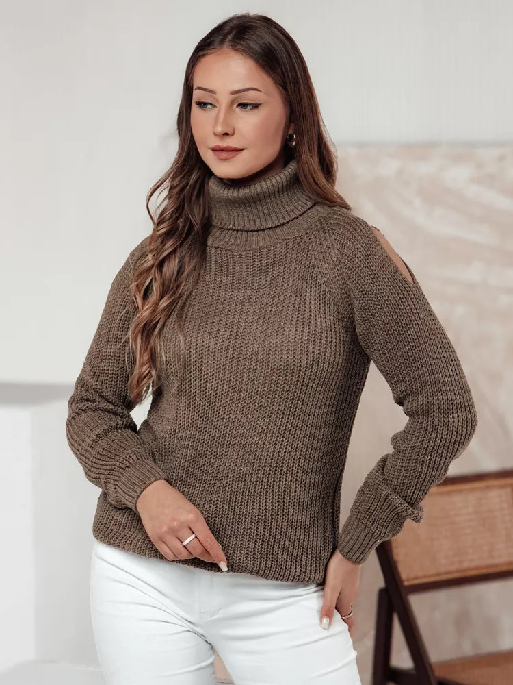 Women's brown turtleneck sweater Fibi