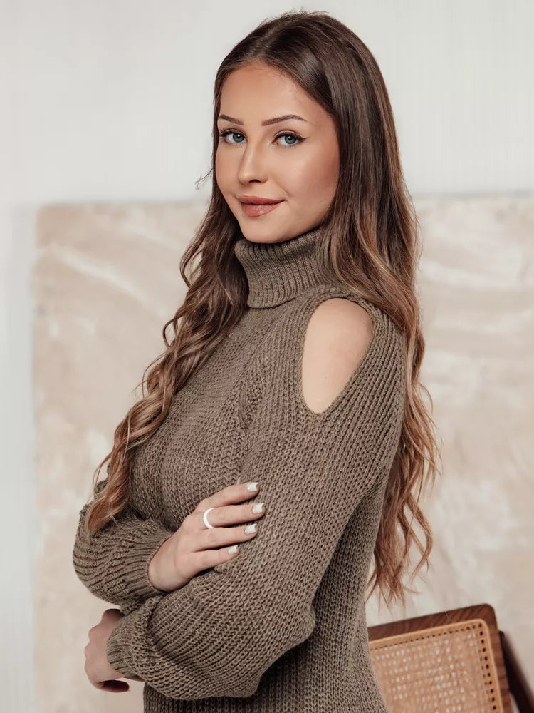 Women's brown turtleneck sweater Fibi