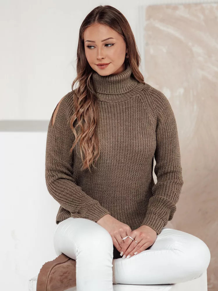 Women's brown turtleneck sweater Fibi