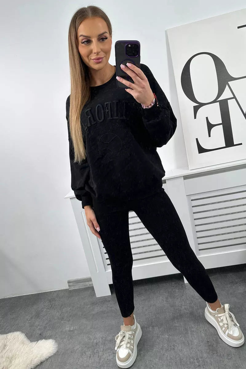 Women's black California set.