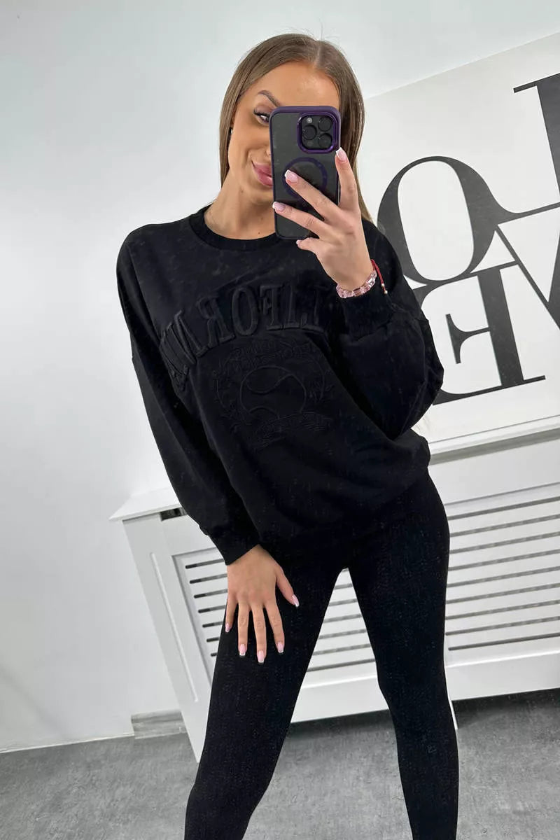 Women's black California set.