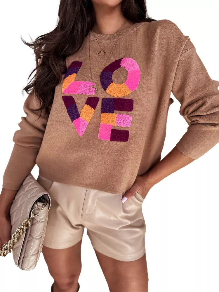 Women's brown oversized sweater Love