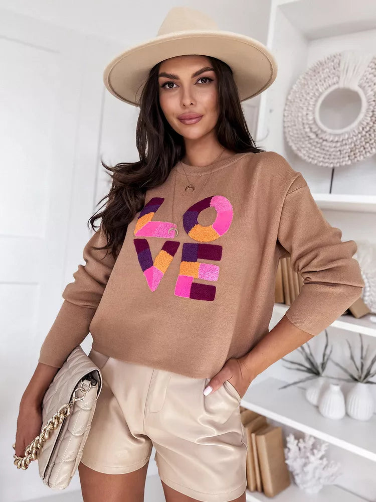 Women's brown oversized sweater Love