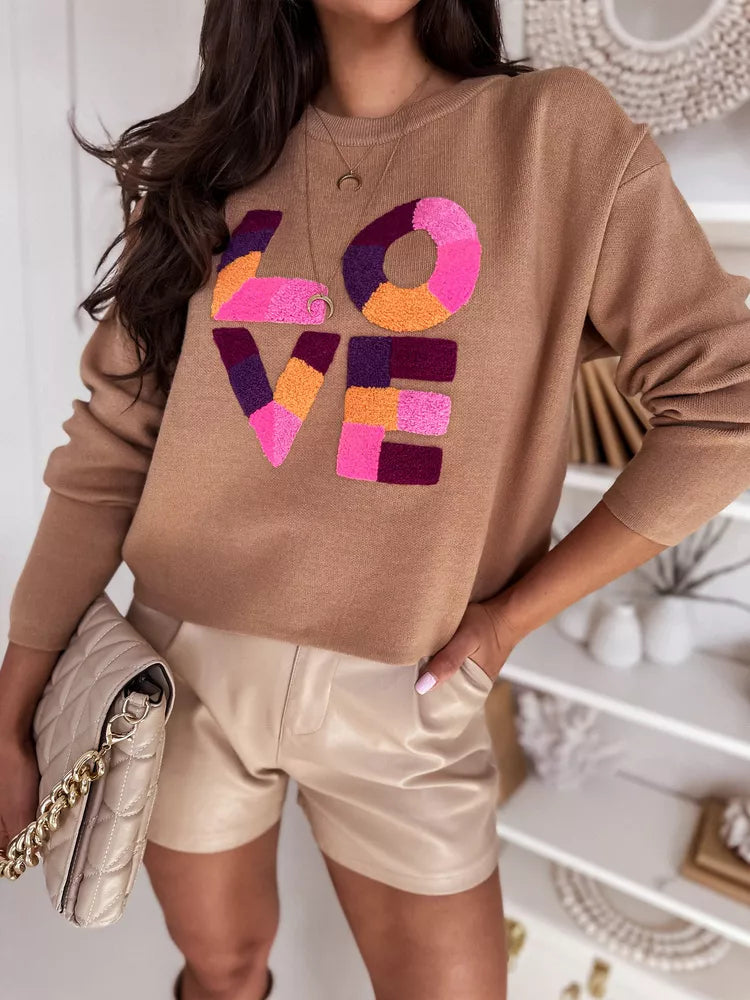 Women's brown oversized sweater Love