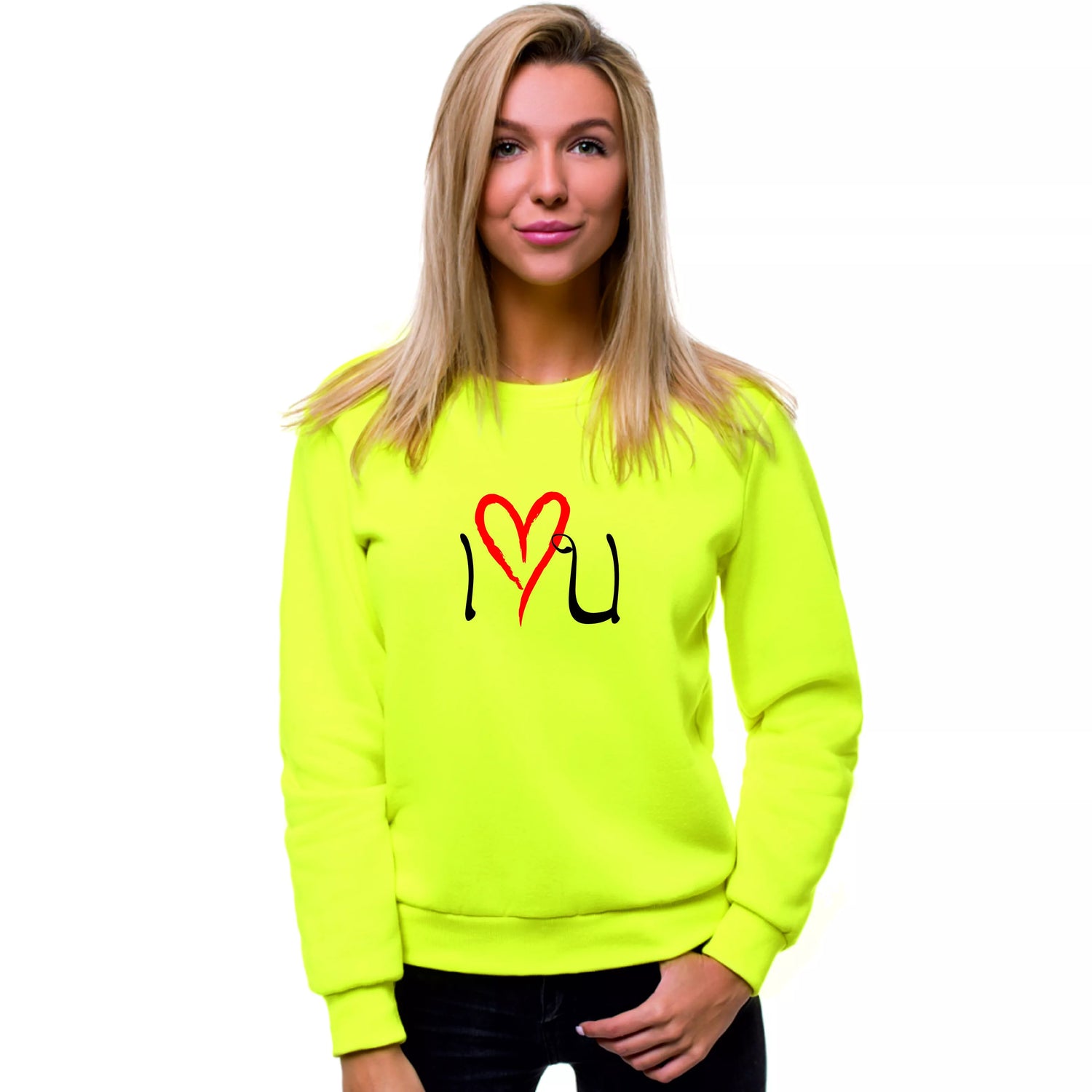 Women's yellow sweater Love