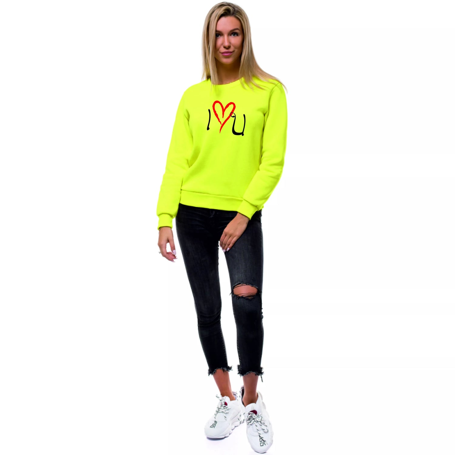 Women's yellow sweater Love