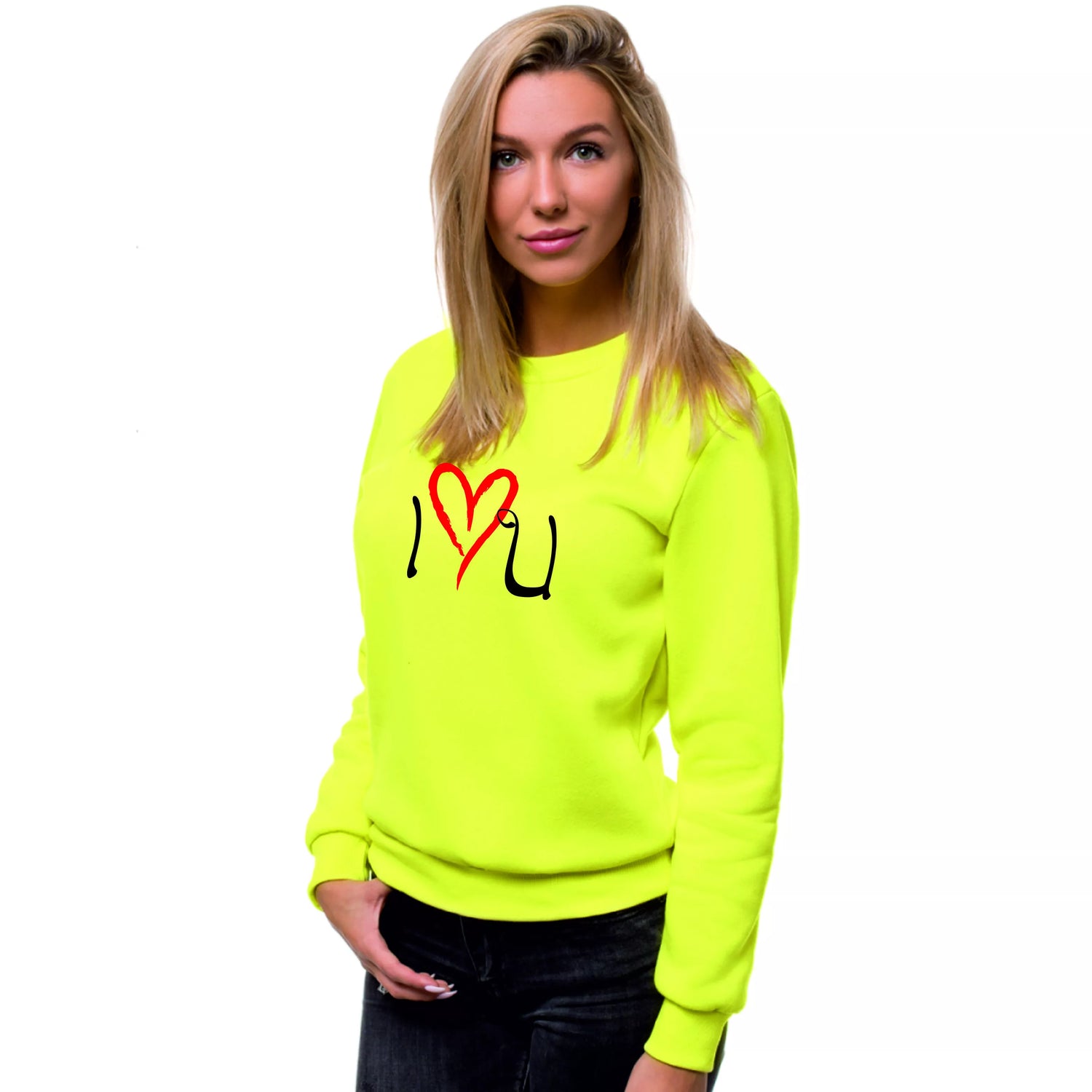 Women's yellow sweater Love