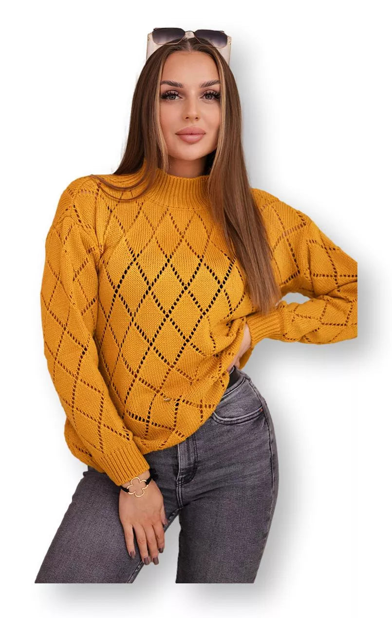 Women's yellow sweater Rhombus 