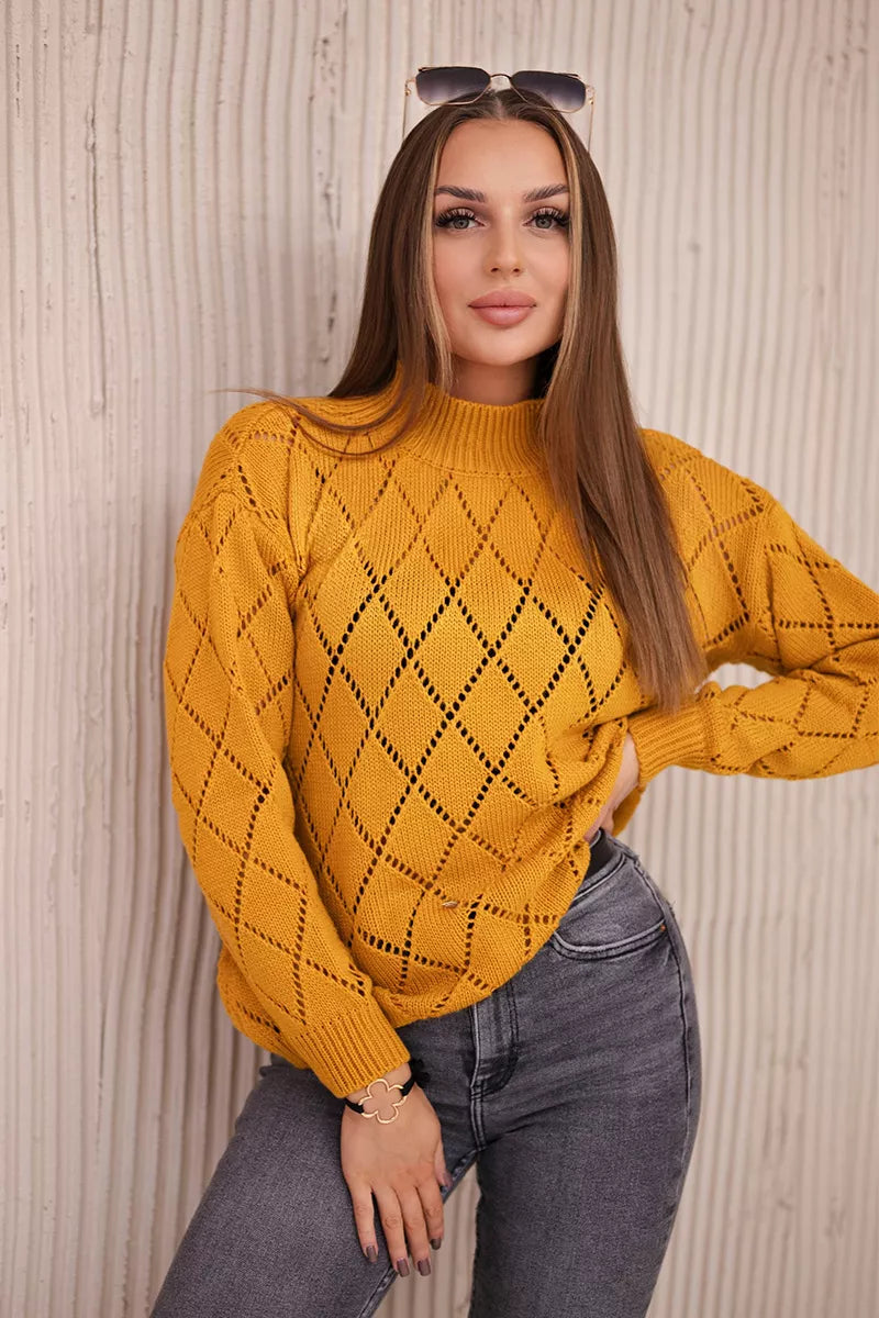 Women's yellow sweater Rhombus 