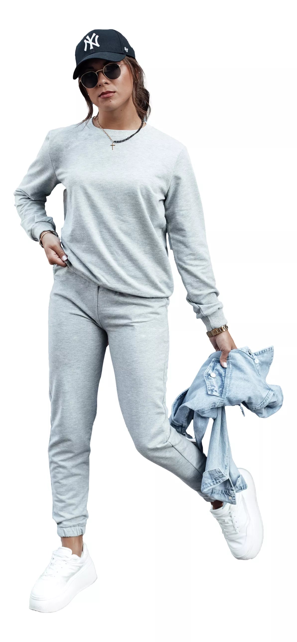 Women's light gray suit Milin