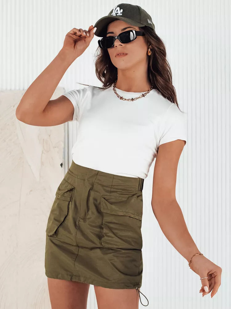 Short women's khaki skirt Quilla