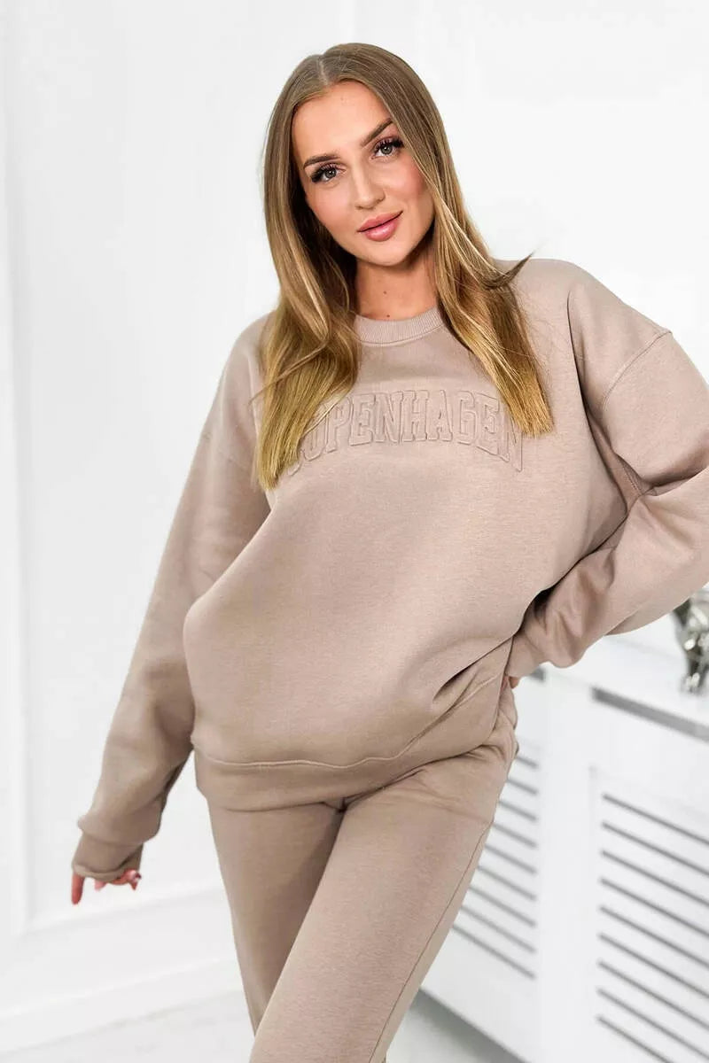 Women's sand-colored Copenhagen set.