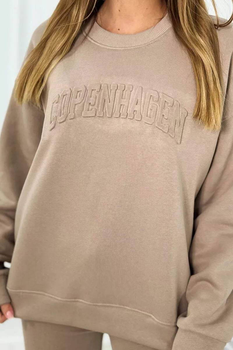 Women's sand-colored Copenhagen set.