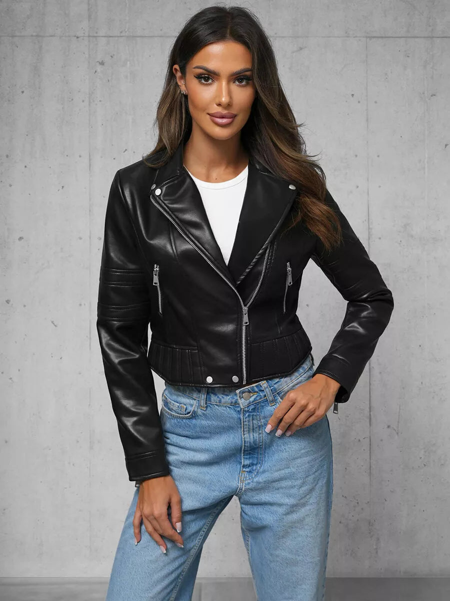 Women's black eco-leather jacket Roke