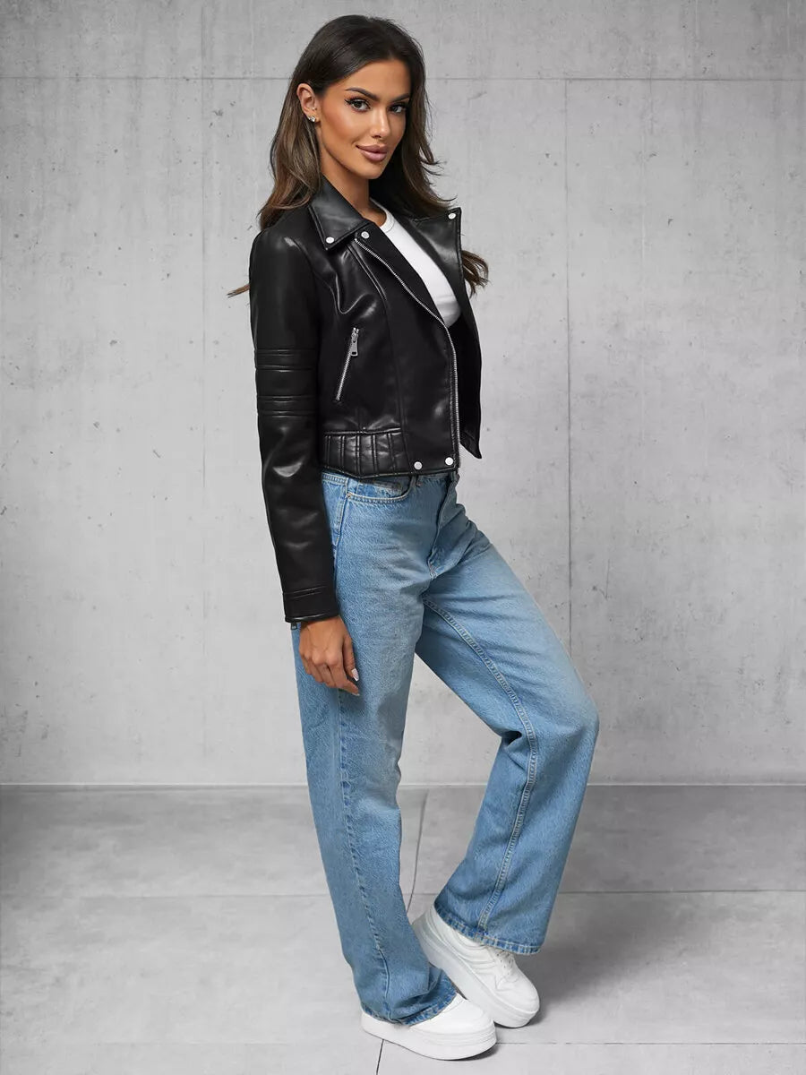 Women's black eco-leather jacket Roke