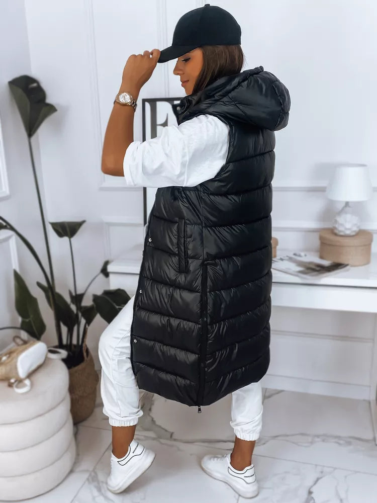 Women's black hooded vest Visan